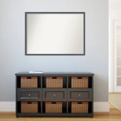 40" X 29" Non-Beveled Eva Thin Bathroom Wall Mirror Black - Amanti Art -Amanti Art GUEST 44cedf7e 9ff0 4445 8255 693f7a6bc290