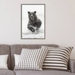 16" X 23" Bear Fishing For Salmon By Adam Jones Danita Delimont Framed Canvas Wall Art Brown - Amanti Art -Amanti Art GUEST 451f98a7 5cfb 4aab 9465 fa68af584316
