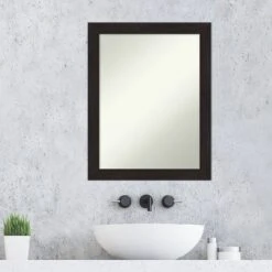 22" X 28" Non-Beveled Furniture Narrow Bathroom Wall Mirror Espresso Brown - Amanti Art -Amanti Art GUEST 452a73e2 8c89 4725 9b59 29e5f85345cb