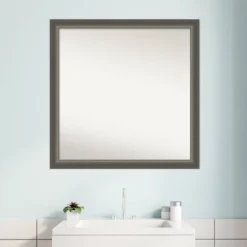 29" X 29" Non-Beveled Domus Wood Bathroom Wall Mirror Dark Silver - Amanti Art -Amanti Art GUEST 452c1024 e702 4b1a 83c2 ce4e9567e7c5