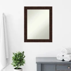 22" X 28" Non-Beveled William Mottled Bronze Narrow Bathroom Wall Mirror - Amanti Art -Amanti Art GUEST 45766457 f100 46bc a693 5b921c9b5320
