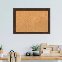 27"x19" Narrow Wood Frame Cork Board Warm Walnut - Amanti Art -Amanti Art GUEST 45805162 4d27 48c2 a942 e015d3a0f5f3