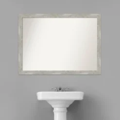 42" X 31" Non-Beveled Dove Narrow Bathroom Wall Mirror Gray Wash - Amanti Art -Amanti Art GUEST 460bdcd7 7ac6 4372 8a76 748f9c226161
