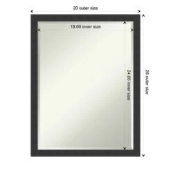 Amanti Art Mezzanotte Black Petite Bevel Wood Bathroom Wall Mirror 26 X 20 In. -Amanti Art GUEST 46b64e5b b48e 495d 8a1b effe604b1cb7