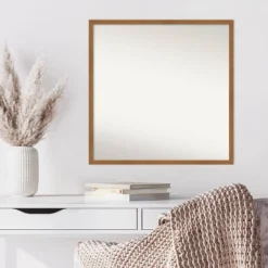 27" X 27" Non-Beveled Carlisle Blonde Narrow Wood Wall Mirror - Amanti Art -Amanti Art GUEST 46d7dd24 6440 4ff8 96d4 b256a1ffb453