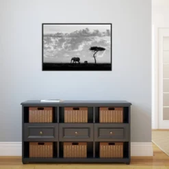 33" X 22" Elephant Silhouettes At Maasai Mara By 1x Framed Canvas Wall Art Black - Amanti Art -Amanti Art GUEST 470e50da 95c8 49f7 8c6b 3f500573a7d6