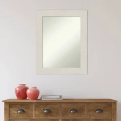 24" X 30" Non-Beveled Rustic Plank White Bathroom Wall Mirror - Amanti Art -Amanti Art GUEST 47183e0c 224e 4612 90b1 41ede24d5230