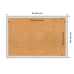 38"x26" Two Tone Wood Frame Cork Board Silver - Amanti Art: Wall Mount, Bulletin, Large Size -Amanti Art GUEST 4780eb3b d7a8 4679 b45d c2fa47e87ec7