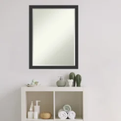 Amanti Art Mezzanotte Black Petite Bevel Wood Bathroom Wall Mirror 26 X 20 In. -Amanti Art GUEST 47e50cf4 5de0 4ba5 a053 f8881c08f5a8