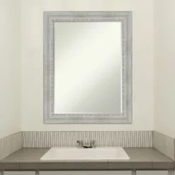 Amanti Art Rustic White Wash Petite Bevel Wood Bathroom Wall Mirror 28.5 X 22.5 In. -Amanti Art GUEST 48f529d5 3957 491e bcc5 03c87f2e6b0f