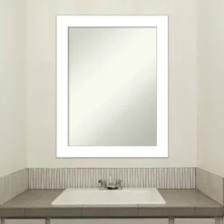 22" X 28" Non-Beveled Wedge White Bathroom Wall Mirror - Amanti Art -Amanti Art GUEST 499ce9bc 3fb4 4b68 9a37 777d59960b3e