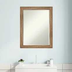 Amanti Art Owl Brown Narrow Petite Bevel Wood Bathroom Wall Mirror 27.5 X 21.5 In. -Amanti Art GUEST 49a2a430 d8b4 4123 a4d4 3ae4e37451d5