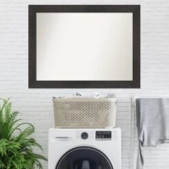 44" X 33" Non-Beveled Rustic Plank Espresso Wall Mirror - Amanti Art: Rectangle, Polystyrene Frame, Wall Mounted -Amanti Art GUEST 49c33198 dc1b 45e3 ac7b aed4c39fb39b