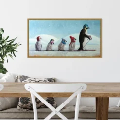 26" X 14" Ski School Penguins By Lucia Heffernan Framed Canvas Wall Art - Amanti Art -Amanti Art GUEST 49da27c5 4c6d 460b b5a8 2c45cc898c76