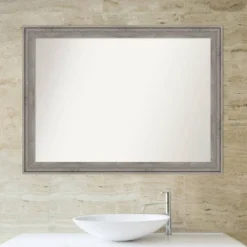 43" X 32" Non-Beveled Regis Barn Wood Gray Wood Bathroom Wall Mirror - Amanti Art -Amanti Art GUEST 49e59b22 77f7 429b 8eef b65861735fbe