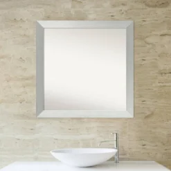30" X 30" Non-Beveled Wood Bathroom Wall Mirror Brushed Sterling Silver - Amanti Art -Amanti Art GUEST 4a1db4da a77a 488a 981d b8d19f3a5c9c