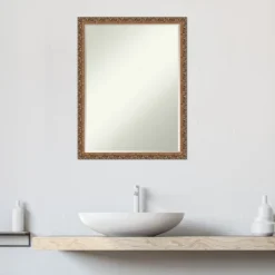 Amanti Art Antique Bronze Petite Bevel Wood Bathroom Wall Mirror 26 X 20 In. -Amanti Art GUEST 4a64cd26 215a 4134 90a6 0eb3e73e4edd