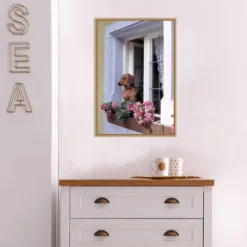 16" X 23" How Much Is That Dachshund In The Window? By Ric Ergenbright Danita Delimont Framed Canvas Wall Art - Amanti Art -Amanti Art GUEST 4a81710b 840d 426b 95ef 552a9d0d4924