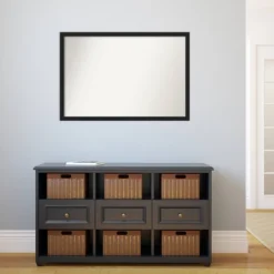 38" X 26" Non-Beveled Grace Narrow Bathroom Wall Mirror Brushed Metallic Black - Amanti Art -Amanti Art GUEST 4ba6f870 f458 40d3 b48d c0a5b785bc98