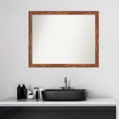 31" X 25" Non-Beveled Fresco Wood Bathroom Wall Mirror Light Pecan Brown - Amanti Art 15 31" X 25" Non-Beveled Fresco Wood Bathroom Wall Mirror Light Pecan Brown - Amanti Art -Amanti Art GUEST 4d61a4d0 3c95 4845 9a5f e6f46651b76c