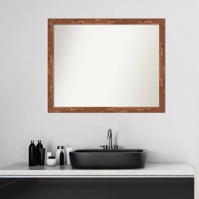 31" X 25" Non-Beveled Fresco Wood Bathroom Wall Mirror Light Pecan Brown - Amanti Art 8 31" X 25" Non-Beveled Fresco Wood Bathroom Wall Mirror Light Pecan Brown - Amanti Art - Image 6