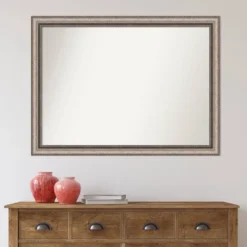 42" X 31" Non-Beveled Lyla Ornate Bathroom Wall Mirror Silver - Amanti Art -Amanti Art GUEST 4deb99b6 f2af 48dd b4cb d114d529e070