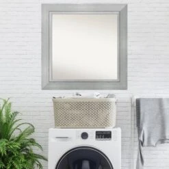 33" X 33" Non-Beveled Romano Silver Wood Bathroom Wall Mirror - Amanti Art -Amanti Art GUEST 4eec5113 bf87 498c b1db 1d93d16d9a77