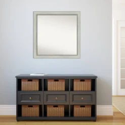 30" X 30" Non-Beveled Flair Silver Patina Wall Mirror - Amanti Art -Amanti Art GUEST 4f095475 891f 4421 8d61 dc03fad282d3