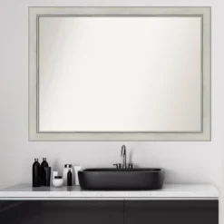 42" X 31" Non-Beveled Flair Patina Bathroom Wall Mirror Silver - Amanti Art 17 42" X 31" Non-Beveled Flair Patina Bathroom Wall Mirror Silver - Amanti Art -Amanti Art GUEST 4f3fa01e 364a 45ac 8b12 966f73465483