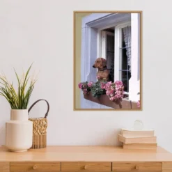 16" X 23" How Much Is That Dachshund In The Window? By Ric Ergenbright Danita Delimont Framed Canvas Wall Art - Amanti Art -Amanti Art GUEST 4f621b24 6c82 4573 bc68 11bece785b69