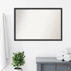 38"x26" Non-Beveled Stylish Wood Bathroom Wall Mirror Black - Amanti Art: Modern Rectangular Design, Wall Mount, Includes Hardware -Amanti Art GUEST 4f7a2652 11f0 4ffa 8f24 3df9069c82ae