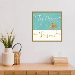 16" X 16" Tis The Season Christmas Reindeer By Veronique Charron Framed Canvas Wall Art - Amanti Art -Amanti Art GUEST 51bc5b21 2779 4693 9186 c81ec806627e