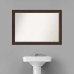 41" X 29" Non-Beveled Lara Wood Bathroom Wall Mirror Bronze - Amanti Art -Amanti Art GUEST 5224fcd8 988b 4d90 81ca dd6b2707f794