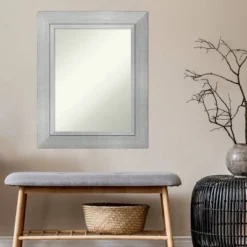25" X 31" Non-Beveled Romano Silver Wood Wall Mirror - Amanti Art: Modern Rectangle, Includes Mounting Hardware -Amanti Art GUEST 52262f3c cbed 4b94 82f4 8d16880f25b4