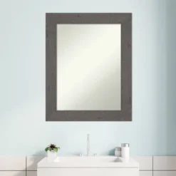 24" X 30" Non-Beveled Rustic Plank Gray Bathroom Wall Mirror - Amanti Art -Amanti Art GUEST 52f780cd dfcb 4fe5 9b3c 740cff19f984