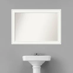41" X 29" Non-Beveled Craftsman Wood Bathroom Wall Mirror White - Amanti Art -Amanti Art GUEST 52fd56e2 d675 4274 a5b1 869f03cdd998
