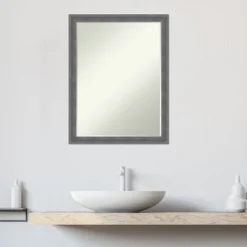 Amanti Art Dixie Grey Rustic Petite Bevel Wood Bathroom Wall Mirror 26.25 X 20.25 In. -Amanti Art GUEST 53014239 ca51 406f 8433 c946c0273dc8