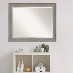 Regis Barnwood Framed Bathroom Vanity Wall Mirror Gray - Amanti Art -Amanti Art GUEST 5305de80 5fb2 4da7 9854 709006ac0957
