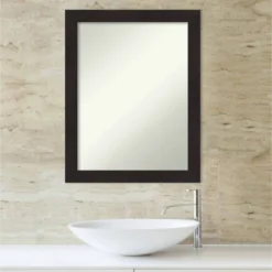 22" X 28" Non-Beveled Furniture Narrow Bathroom Wall Mirror Espresso Brown - Amanti Art -Amanti Art GUEST 531af35c 2d29 4cf7 b049 7dc5dac0b784