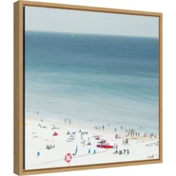 16" X 16" Sesimbra II Beach By Ingrid Beddoes Framed Canvas Wall Art - Amanti Art