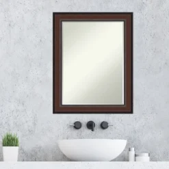 Amanti Art Harvard Walnut Petite Bevel Bathroom Wall Mirror 28.5 X 22.5 In. -Amanti Art GUEST 53feb241 1dce 4b5d a926 bc965c209960