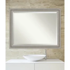 46" X 36" Parlor Framed Bathroom Vanity Wall Mirror Silver - Amanti Art -Amanti Art GUEST 545c5b3e 9f90 40fe a8d0 7515b712edb5