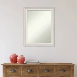 23" X 29" Non-Beveled Trio White Wash Silver Bathroom Wall Mirror - Amanti Art -Amanti Art GUEST 54d65cea f33e 42fb 816b c094e6d1d85a