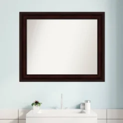 33" X 27" Non-Beveled Bathroom Wall Mirror Coffee Bean Brown - Amanti Art -Amanti Art GUEST 54f04aaf a77c 4211 a977 213938fdb9e8