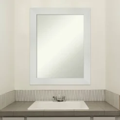 23" X 29" Non-Beveled Mosaic Bathroom Wall Mirror White - Amanti Art -Amanti Art GUEST 550a8706 646a 46a8 a244 4a5b5a41f0d2