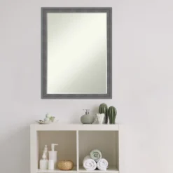 Amanti Art Dixie Grey Rustic Petite Bevel Wood Bathroom Wall Mirror 26.25 X 20.25 In. -Amanti Art GUEST 55248988 dc50 46d7 8c57 66698e4ba898
