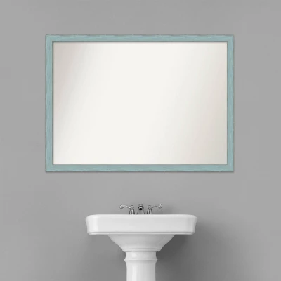 40" X 29" Non-Beveled Sky Blue Rustic Wood Bathroom Wall Mirror - Amanti Art 7 40" X 29" Non-Beveled Sky Blue Rustic Wood Bathroom Wall Mirror - Amanti Art - Image 5