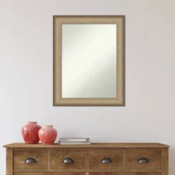 23" X 29" Non-Beveled Elegant Bathroom Wall Mirror Brushed Bronze - Amanti Art -Amanti Art GUEST 56181e15 5c5b 421b 9f0a 585b1aa630a0