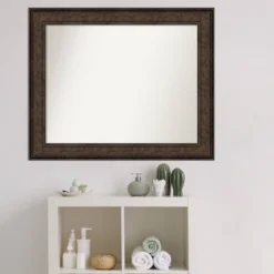 34" X 28" Non-Beveled Ridge Bronze Bathroom Wall Mirror - Amanti Art -Amanti Art GUEST 562aa22f c389 49e4 800b a0bf27626207