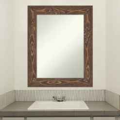 24" X 30" Non-Beveled Bridge Wood Bathroom Wall Mirror Brown - Amanti Art -Amanti Art GUEST 56509d96 9d9e 46f0 8483 f028b55e469e